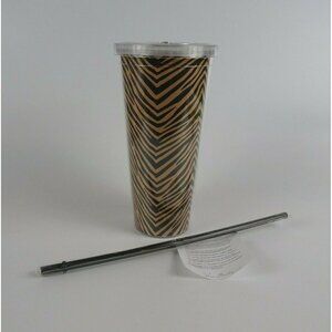 💰3/$25 New Vera Bradley Zebra Print Tumbler Travel Cup W/ Lid & Straw 21 oz
